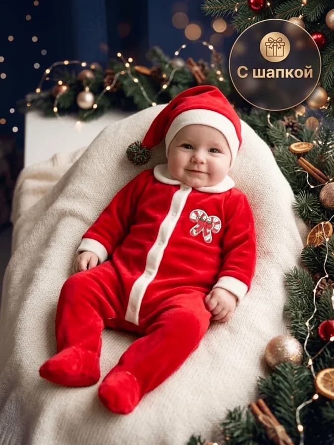 Детский новогодний комбинезон: слайд карточки