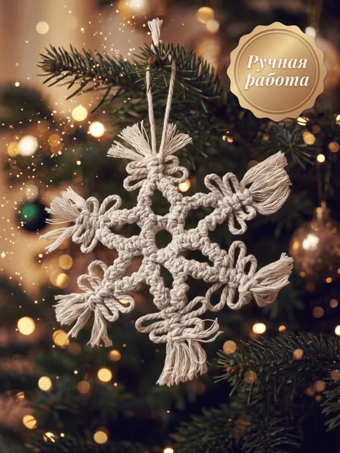 Снежинка из макраме: слайд карточки