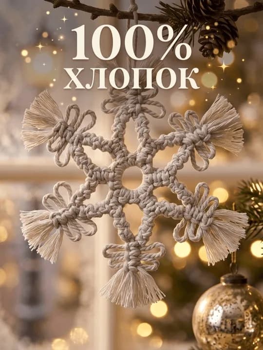 Снежинка из макраме: слайд с инфографикой